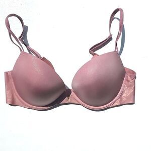 Victoria’s Secret Push Up 34C Pink Bra EUC Xtra Coverage on Side Sparkle Accent